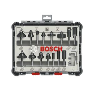 Juego de fresas mixto Bosch Standard vástago de 1/4" 15 pzs
